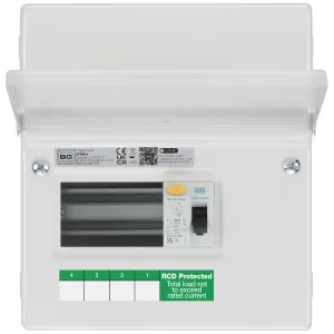 CONSUMER UNIT 6 MOD 4 WAY UNPOPULATED WITH 1 X 100