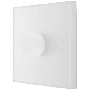 WHITE MOULDED SQUARE EDGE 200W SINGLE DIMMER SWITC