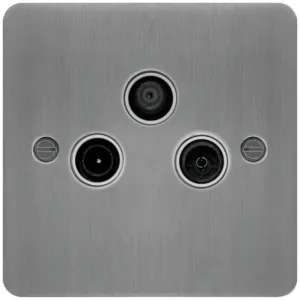 TV&FM/DAB&SAT OUTLET BRUSHED STEEL WHITE