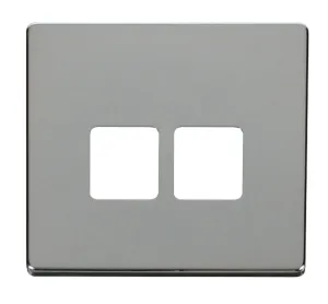 Twin Telephone Socket Cover Plate - Chrome