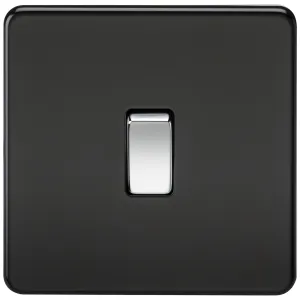 20A 1G DP Switch - Matt Black with Chrome Rocker