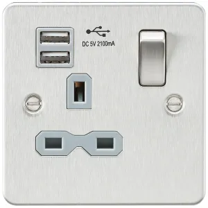 13A 1G SP Switched Socket with Dual USB A+A (5V DC