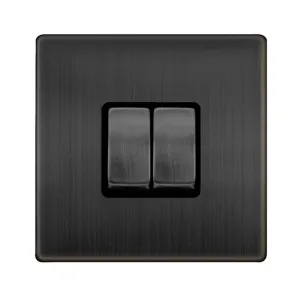 10AX INGOT 2 GANG 2 WAY SWITCH - MATT BRONZE COVER