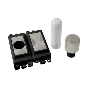 2 Module Dimmer Mounting Kit - Black - Satin Chrom