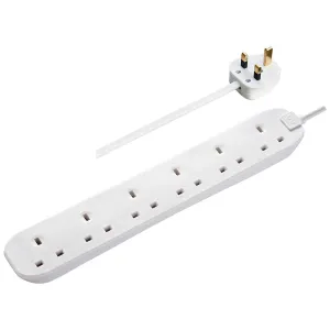 6 SOCKET 1M 13 AMP EXTENSION LEAD WHITE