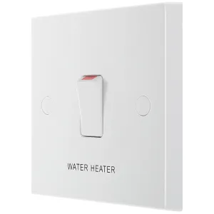 WHITE MOULDED SQUARE EDGE SINGLE SWITCH, 20A WITH