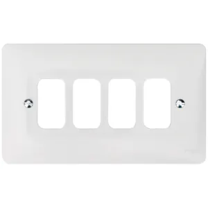 4 Gang White Moulded Grid Plate