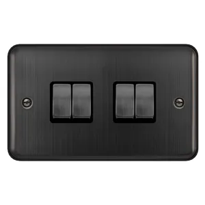 10AX INGOT 4 GANG 2 WAY PLATE SWITCH - MATT BRONZE