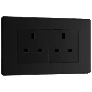 SCREWLESS FLATPLATE MATT BLACK DOUBLE UNSWITCHED 1