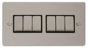 Ingot 10AX 6 Gang 2 Way Switch  - Black