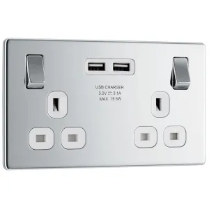 SCREWLESS FLATPLATE POLISHED CHROME DOUBLE SWITCHE