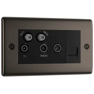 NEXUS METAL BLACK NICKEL QUADPLEX SOCKET TV, 2X SA