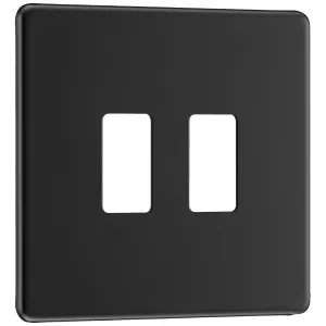 GRID FRONT PLATE SCREWLESS MATT BLACK - 2 GANG