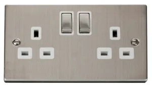 2 Gang 13A DP 'Ingot' Switched Socket Outlet - Whi