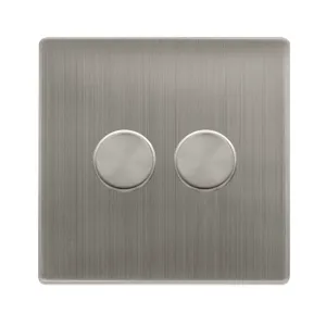 2 GANG 2 WAY 100W DIMMER SWITCH - STAINLESS STEEL