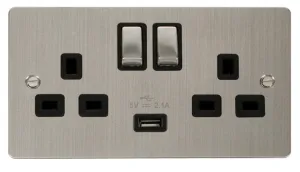13A 2G Ingot Switched Socket With 2.1A USB Outlet