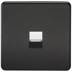 Telephone Extension Socket - Matt Black with Chrom