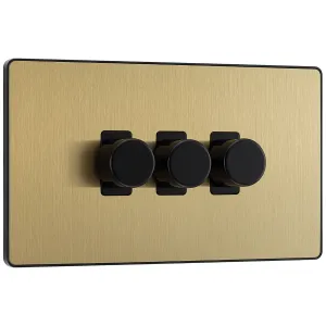 EVOLVE SATIN BRASS 200W TRIPLE DIMMER SWITCH 2-WAY