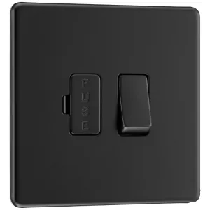 SCREWLESS FLATPLATE MATT BLACK SWITCHED 13A FUSED