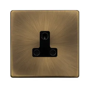 5A ROUND PIN SOCKET - ANTIQUE BRASS COVER PLATE -