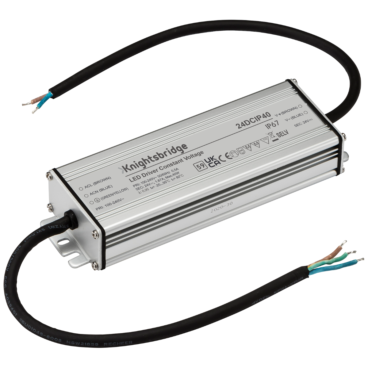 24V IP67 40W DC LED Driver - Constant Voltage