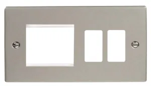 Frontplate, 2 Gang Hotel Accessory, c/w Twin New Media Aperture