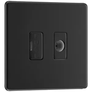 SCREWLESS FLATPLATE MATT BLACK UNSWITCHED 13A FUSE