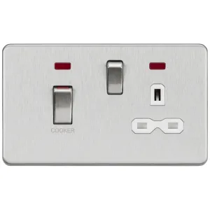 45A DP Switch & 13A Socket with Neons - Brushed Ch