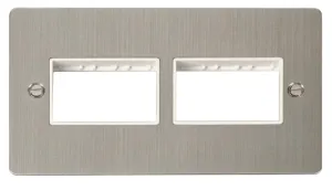 2 Gang Plate (3+3) Switch Aperture  - White