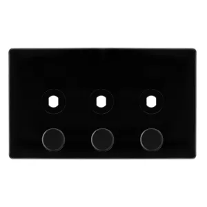 3 GANG UNFURNISHED DIMMER PLATE & KNOBS - METAL BL