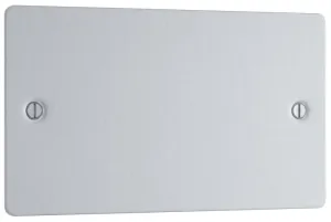 SCREWED FLATPLATE BRUSHED STEEL DOUBLE BLANK PLATE