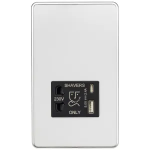 230V Shaver Socket with Dual USB A+C [5V DC 2.4A s