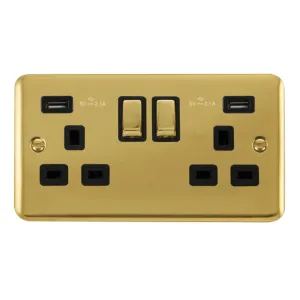 13A Ingot 2 Gang Switched Socket With Twin 2.1A US