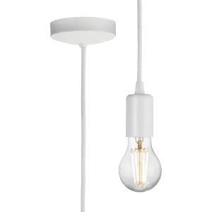 1.8m E27 Contemporary Pendant Set - Matt White