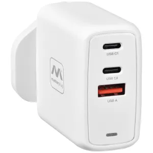 USB A+2C CHARGER PLUG WH 67W (UK)