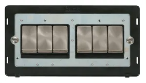 Ingot 10AX 6 Gang 2 Way Switch Insert - Black / Br