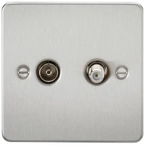 TV and SAT TV Outlet (isolated) - Brushed Chrome