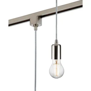 230V 1.8M E27 Contemporary Track Pendant - Brushed