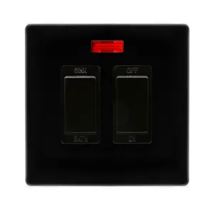 20A SINK / BATH SWITCH WITH NEON - METAL BLACK COV