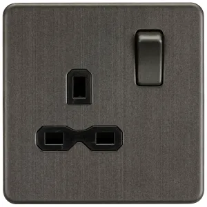 13A 1G DP Switched Socket - Smoked Bronze with Bla