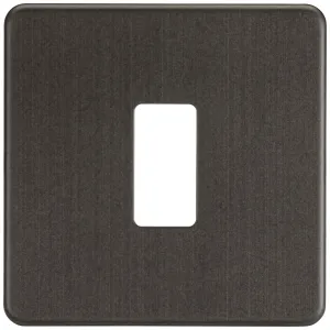 Screwless 1G grid faceplate - smoked bronze