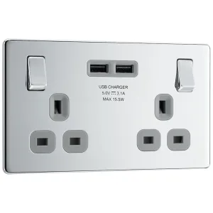 SCREWLESS FLATPLATE POLISHED CHROME DOUBLE SWITCHE