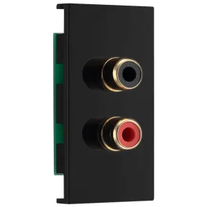 EURO MODULE RCA X 2 OUTLET, BLACK