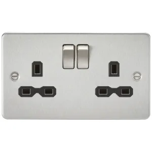 13A 2G DP Switched Socket with Twin Earths - Brush