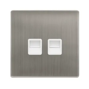 TWIN TELEPHONE MASTER OUTLET - STAINLESS STEEL COV