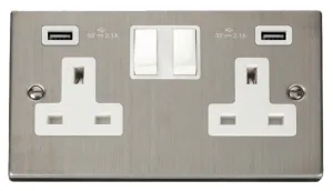 13A 2 Gang Switched Socket With Twin 2.1A USB Outl