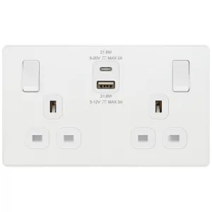 EVOLVE PEARLESCENT WHITE DOUBLE SWITCHED 13A POWER