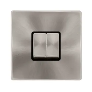 10AX INGOT 2 GANG 2 WAY SWITCH - BRUSHED STEEL COV