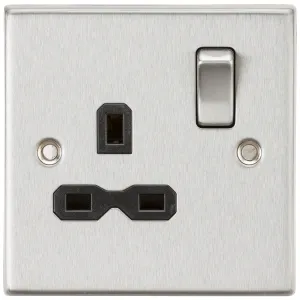 13A 1G DP Switched Socket - Brushed Chrome with Bl