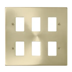 6 Gang GridPro Frontplate - Satin Brass
